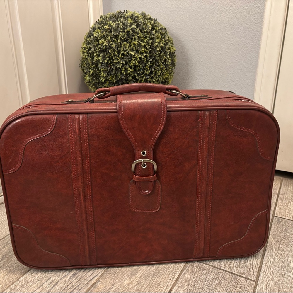 Vintage Brown Leather Suitcase